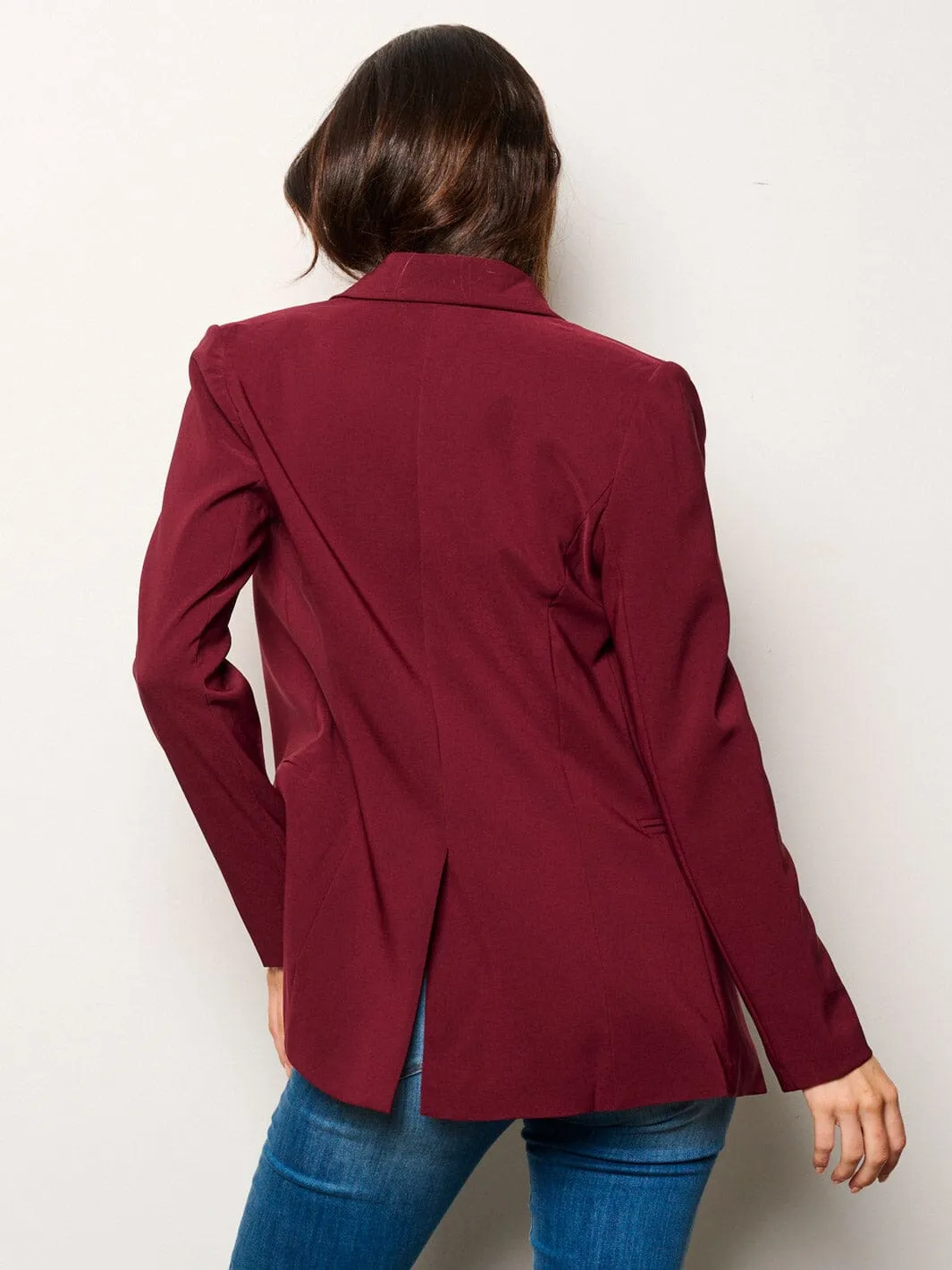 WOMEN'S LONG SLEEVES BUTTON CLOSURE POCKETS BLAZER