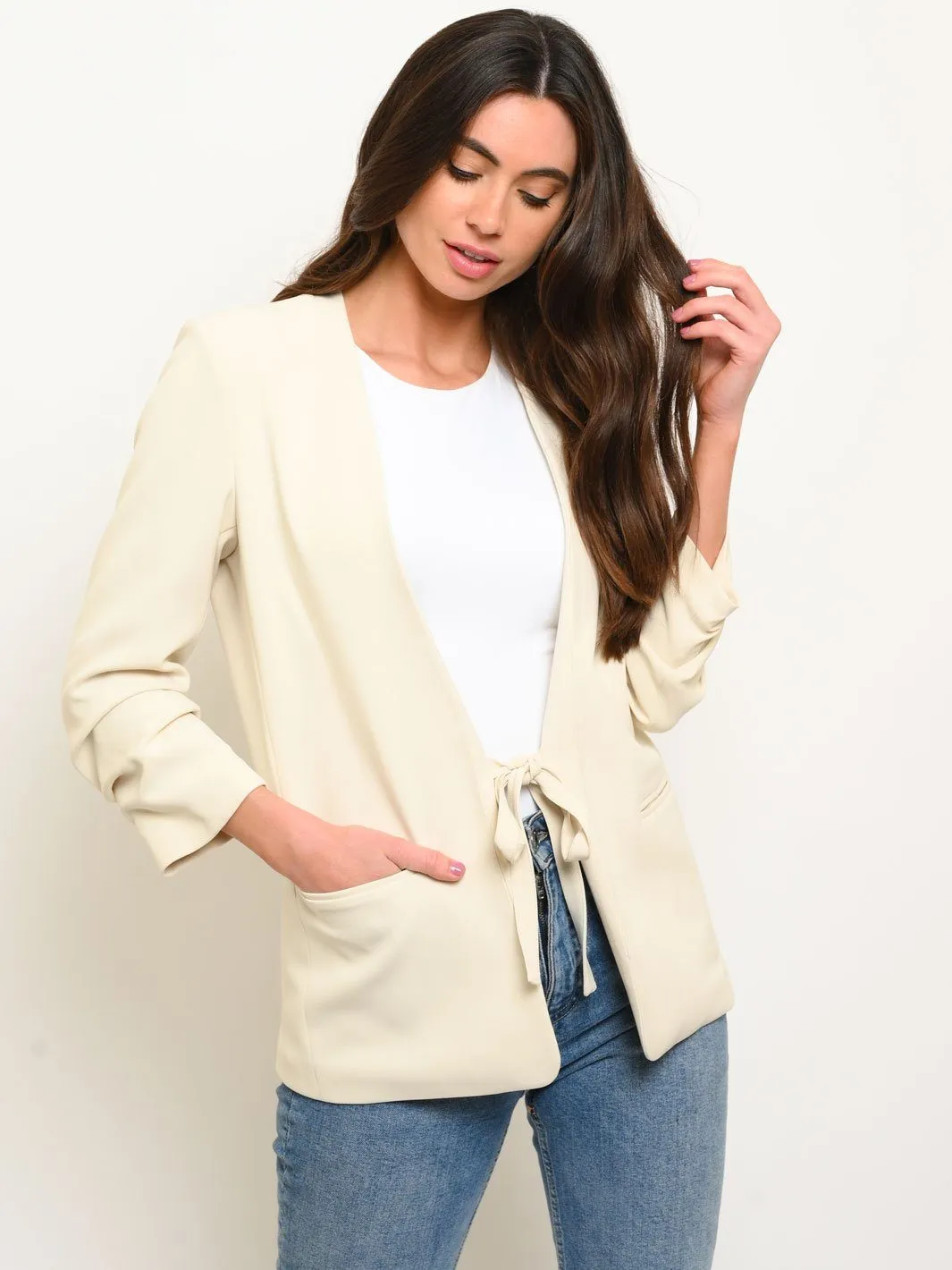 WOMEN'S MID-LENGTH CREPE JACKET